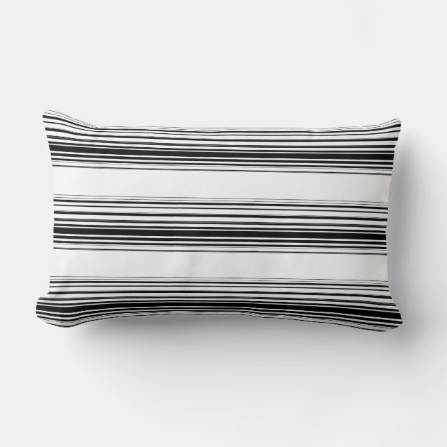 Modern black white stripes lumbar cushion (Front)