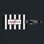 Modern Black & White Stripes Monogram Luggage Tag<br><div class="desc">Elegant black and white stripes patterns. Fully customisable luggage tags. If you need any help customising any of my designs,  contact ArtOnWear designer. Free text formatting with live help available by request.</div>