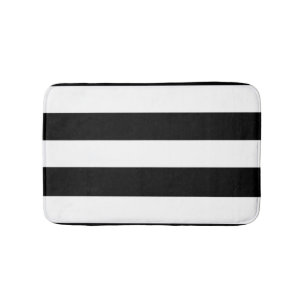 Modern Black White Stripes Pattern Bath Mat
