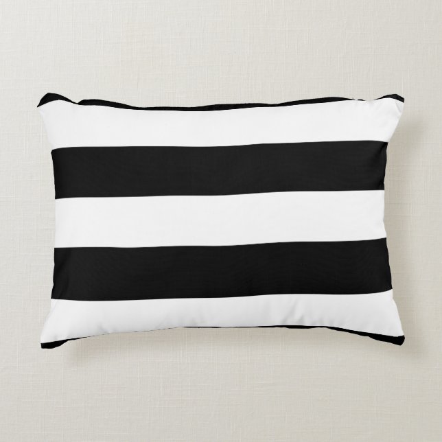 Modern Black White Stripes Pattern Decorative Cushion (Front)