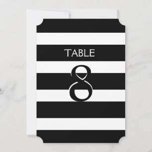 Modern Black & White Stripes Table Number