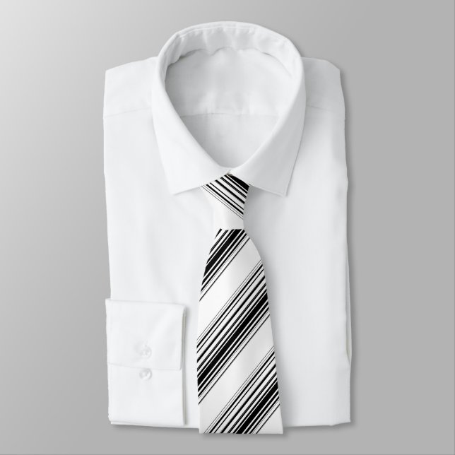 Modern black white stripes tie (Tied)