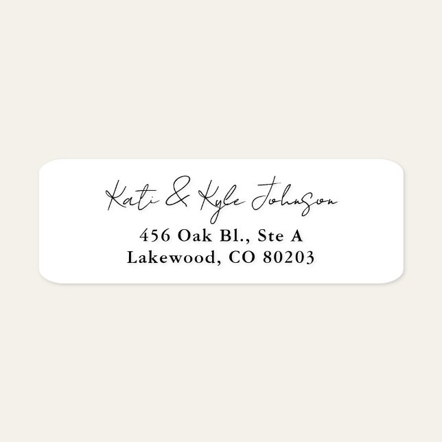 Modern Black White Stylish Script Return Address (Creator Uploaded)