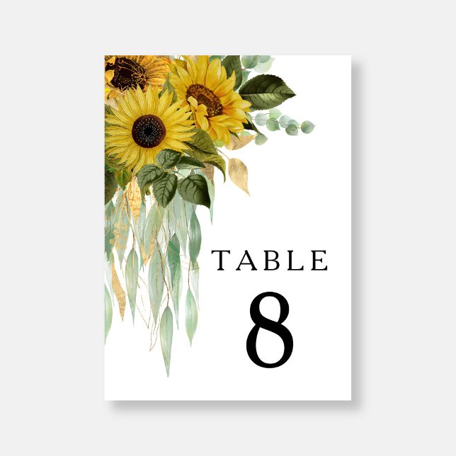 Modern Black & White Sunflower Wedding Table Number (Modern Black & White Sunflower Wedding Table Number)