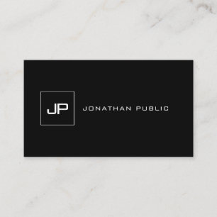 Modern Black White Template Cool Monogram Top Business Card
