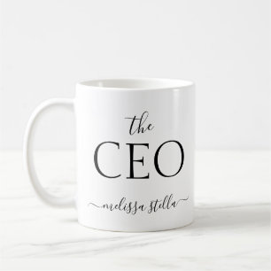 Modern Black & White The CEO Name Girly Gift Coffee Mug