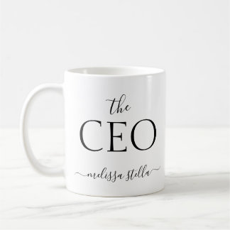 Modern Black & White The CEO Name | Girly Gift Coffee Mug