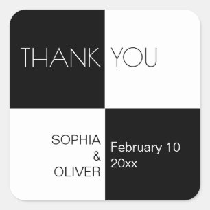 Modern Black White Tiles Square Sticker