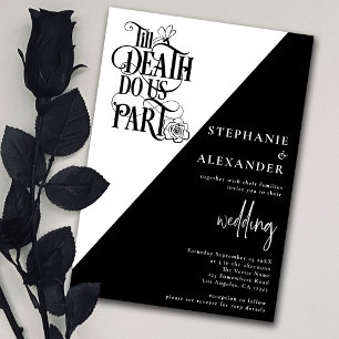 Modern Black White Till Death Do Us Part Wedding Invitation