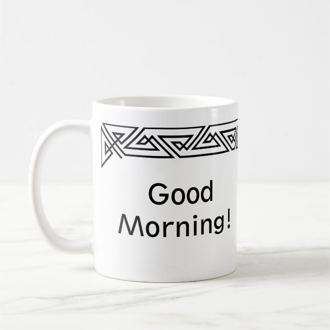 Modern Black & White Triangles Personalised Mug (Left)