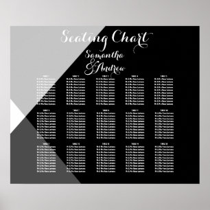 Modern black white triangles table seating chart