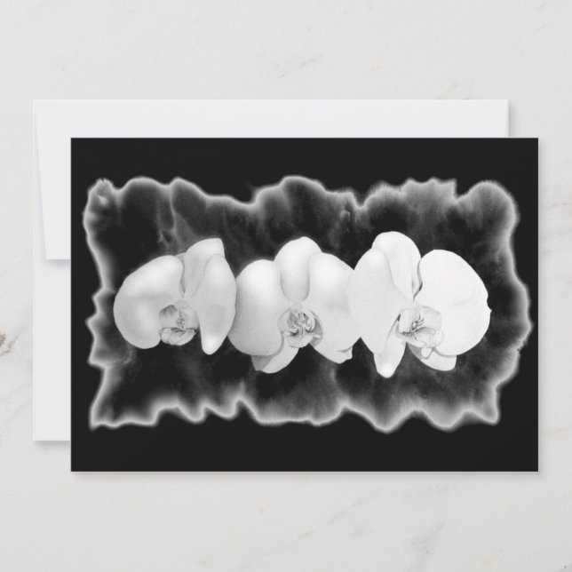 Modern Black White tropical Orchid painting  Invitation (Front)