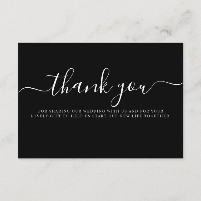 Modern Black White Typography Wedding Thank You Enclosure Card (Front)