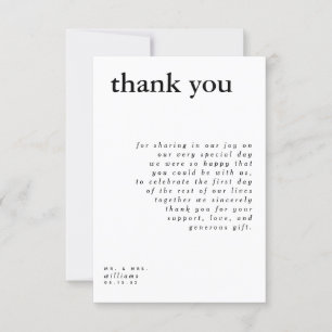 Modern Black White Typography Wedding Thank You Invitation