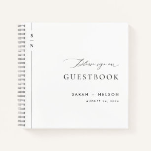 Modern Black & White Unique Wedding Guest Book