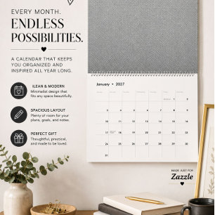 Modern Black & White Wall Calendar