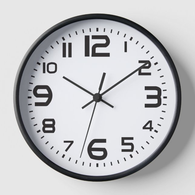 Modern Black & White Wall Clock – Bold Numerals (Front)