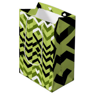 Modern Black White Wasabi Geometric Sharp Art Medium Gift Bag