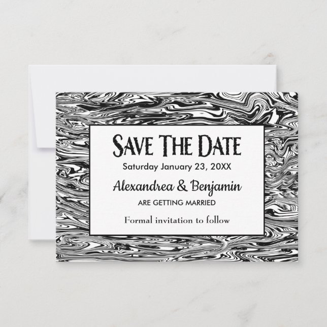Modern Black White Watercolor Wedding Custom Save The Date (Front)