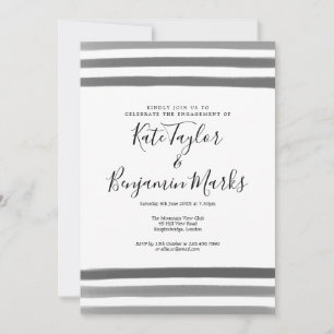 Modern Black & White Watercolours Engagement Party Invitation