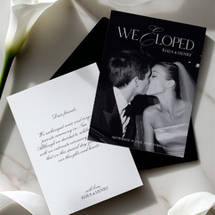 Modern Black & White We Eloped Wedding Announcement