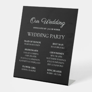 Modern Black White Wedding Bridal Party Pedestal Sign