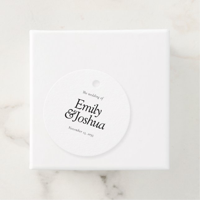 Modern Black & White Wedding Favour Tags (In Situ)
