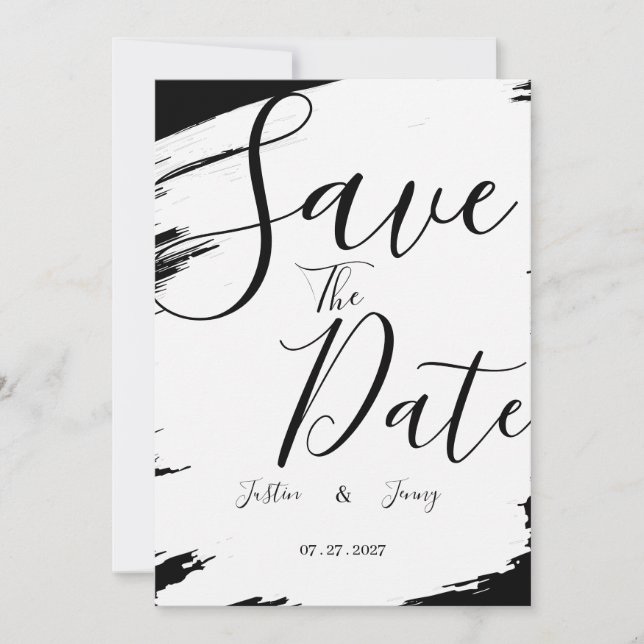 Modern Black & White wedding Invitation (Front)