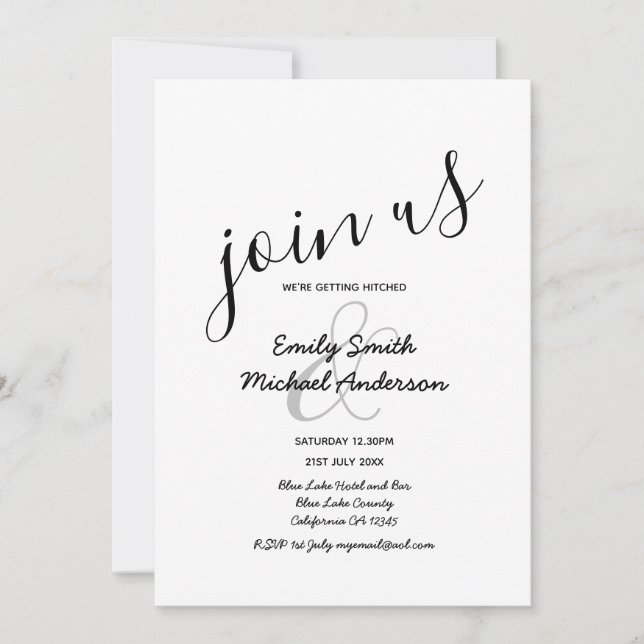 Modern Black White Wedding Invitations (Front)