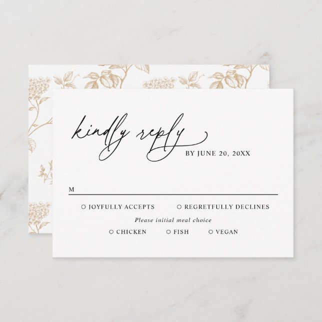 Modern Black & White Wedding Meal Options RSVP (Front/Back)