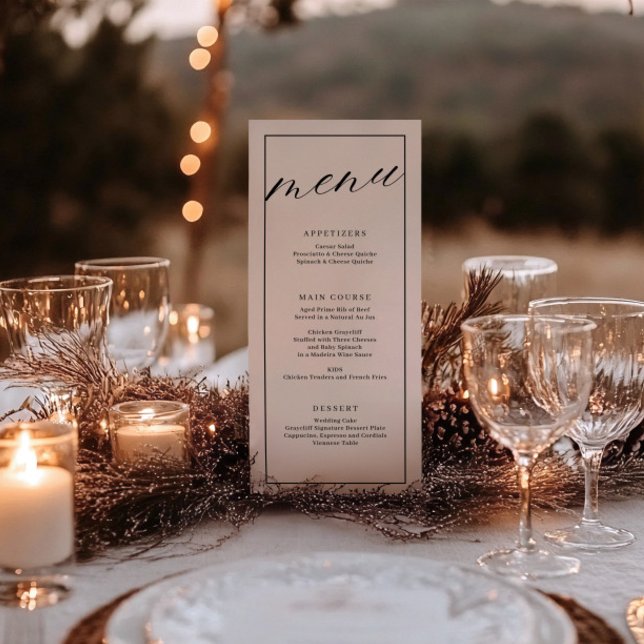 Modern Black & White Wedding Menu Card (Creator Uploaded)
