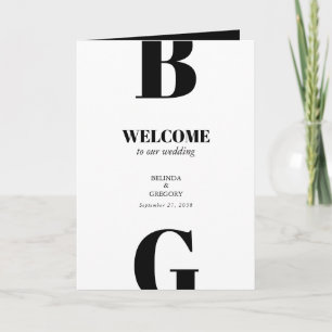 Modern Black & White Wedding Order of Service Programme