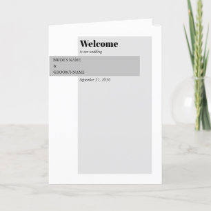 Modern Black & White Wedding Order of Service Programme