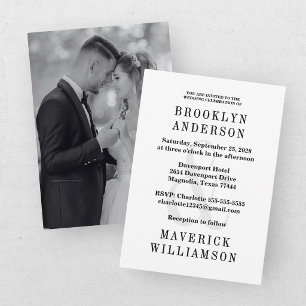 Modern Black & White Wedding Photo Invitation