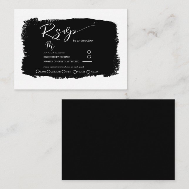 Modern Black & White Wedding Reception Details  Enclosure Card (Front/Back)