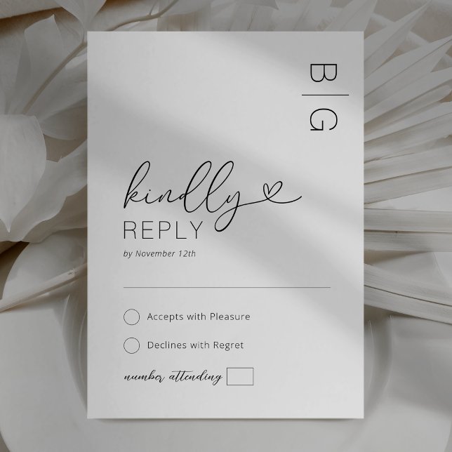 Modern Black White Wedding RSVP Card (Creator Uploaded)