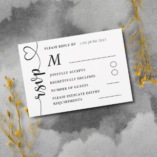Modern Black & White Wedding RSVP Card