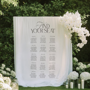 Modern Black White Wedding Seating Chart Backdrop Tapestry