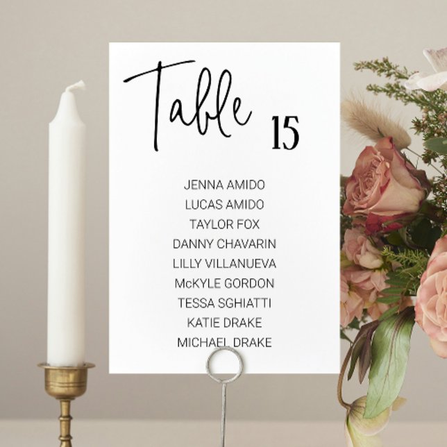 Modern Black White Wedding Seating Chart Cards (Creator Uploaded)