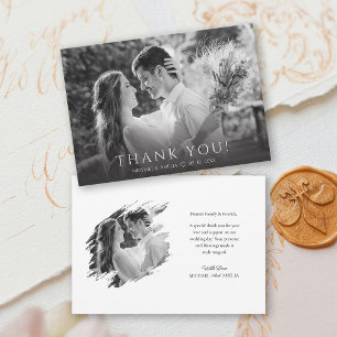 Modern Black & White Wedding Thank You Card