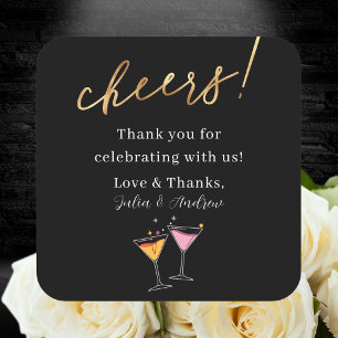 Modern Black & White Wedding Thank You Sticker 