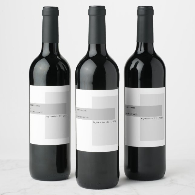 Modern Black & White Wedding  Wine Label (Bottles)
