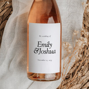 Modern Black & White Wedding Wine Label