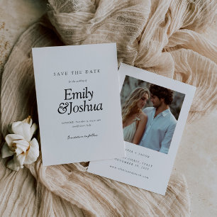 Modern Black & White Wedding with Photo Save The Date