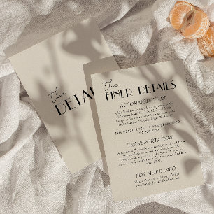 Modern Black & White Whimsical Wedding Details Enclosure Card