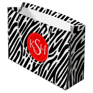 Modern Black & White Zebra Pattern Print Large Gift Bag