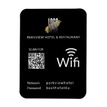 Modern Black Wifi QR Code and Business Logo