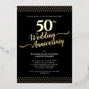 Modern Black with Gold 50th Wedding Anniversary