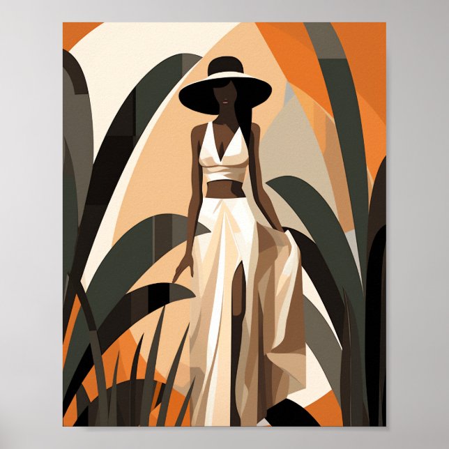 Modern Black Woman Faceless Wall Art Decor (Front)