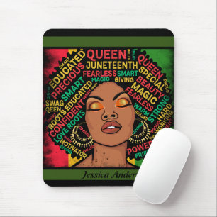Modern Black Woman Motivational Customisable Name Mouse Pad